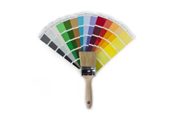 Pain brush with color chart on white background- Stock Photo or Stock Video of rcfotostock | RC Photo Stock