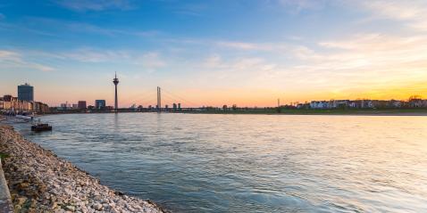 Panorama of Dusseldorf at sunset- Stock Photo or Stock Video of rcfotostock | RC-Photo-Stock