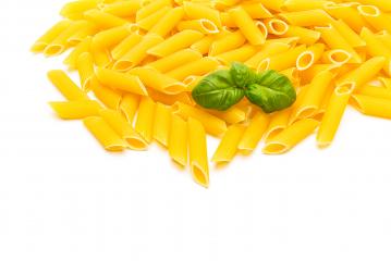 penne integral noodles with basil leaf- Stock Photo or Stock Video of rcfotostock | RC Photo Stock
