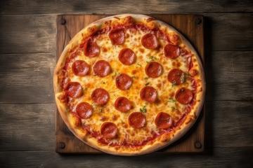 Pepperoni pizza on wooden board with rustic wood background : Stock Photo or Stock Video Download rcfotostock photos, images and assets rcfotostock | RC Photo Stock.: