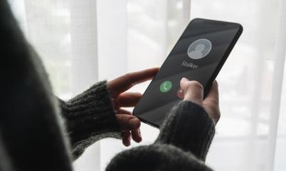 Phone call from a stalker at home. Stalking or bullying with smartphone concept. Stalker caller, scammer or stranger. Woman answering to incoming call. Ex boyfriend with fake identity.- Stock Photo or Stock Video of rcfotostock | RC Photo Stock