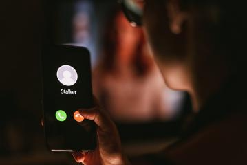Phone call from a stalker late at night. Stalking or bullying with smartphone concept. Stalker caller, scammer or stranger. Woman answering to incoming call. Ex boyfriend with fake identity.- Stock Photo or Stock Video of rcfotostock | RC-Photo-Stock