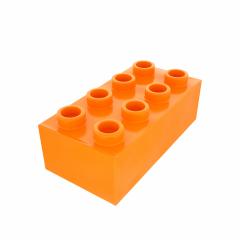 Plastic building block in orange color isolated on white background- Stock Photo or Stock Video of rcfotostock | RC-Photo-Stock