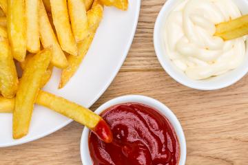 Pommes french fries with ketchup and mayonnaise- Stock Photo or Stock Video of rcfotostock | RC Photo Stock