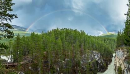 Rainbow at the Sunwapta falss and canyon in jasper canada : Stock Photo or Stock Video Download rcfotostock photos, images and assets rcfotostock | RC Photo Stock.: