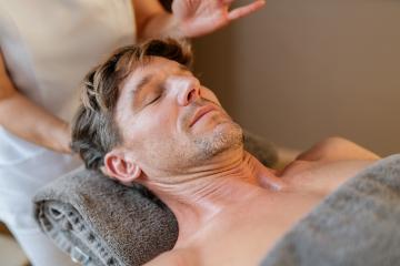 Relaxed man receiving a neck massage from a therapist with blurred hands
 : Stock Photo or Stock Video Download rcfotostock photos, images and assets rcfotostock | RC Photo Stock.: