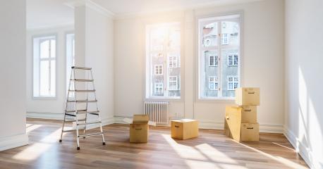 Relocation to a new bright apartment with sunlight in a empty room - Stock Photo or Stock Video of rcfotostock | RC Photo Stock