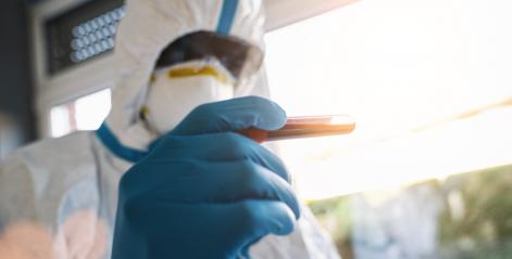 Researcher in protective clothing with test for Covid-19 positive with blood sample and antibody in the laboratory- Stock Photo or Stock Video of rcfotostock | RC-Photo-Stock