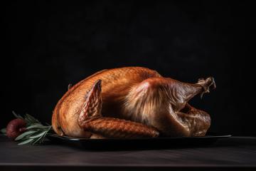 Roasted turkey on a plate with herbs against a dark background.- Stock Photo or Stock Video of rcfotostock | RC Photo Stock