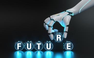 robot or cyborg hand with black  technology cubes and tex tfuture - ai concept image- Stock Photo or Stock Video of rcfotostock | RC Photo Stock