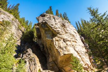 Rockclimbing at lake louise at the banff national park canada- Stock Photo or Stock Video of rcfotostock | RC Photo Stock