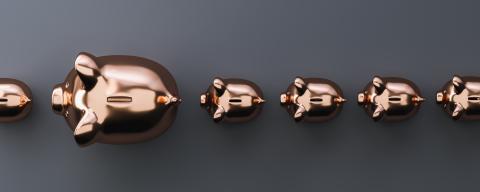 row of piggy banks, copper luxery concept image- Stock Photo or Stock Video of rcfotostock | RC-Photo-Stock