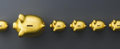 row of piggy banks, gold luxery concept image- Stock Photo or Stock Video of rcfotostock | RC Photo Stock