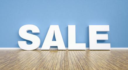 sale text agaisnt a blue wall background - 3D Rendering- Stock Photo or Stock Video of rcfotostock | RC-Photo-Stock