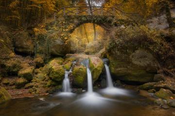 Schissentümpel im Herbst, Wasserfall, Luxemburg Brücke : Stock Photo or Stock Video Download rcfotostock photos, images and assets rcfotostock | RC Photo Stock.: