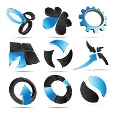 set 3d forms blue vector icon logo set- Stock Photo or Stock Video of rcfotostock | RC Photo Stock