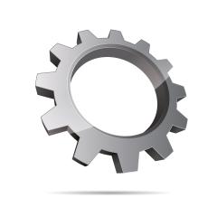 silver gear or cogwheel 3d vector icon as logo formation in silver metalic glossy colors, Corporate design. Vector illustration. Eps 10 vector file. - Stockfoto- Stock Photo or Stock Video of rcfotostock | RC Photo Stock