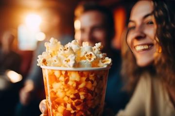 Smiling person holding a popcorn container
 : Stock Photo or Stock Video Download rcfotostock photos, images and assets rcfotostock | RC Photo Stock.: