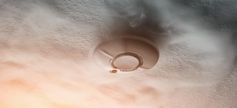 Smoke detector on ceiling detects smoke- Stock Photo or Stock Video of rcfotostock | RC-Photo-Stock