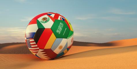 soccer ball with country flags in Qatar desert for World Cup 2022- Stock Photo or Stock Video of rcfotostock | RC Photo Stock