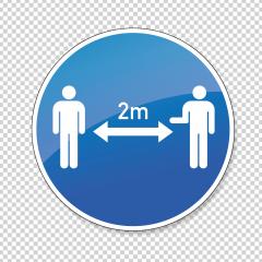 Social Distancing 2 Meter. Coronoavirus safety distance between people sign, mandatory sign or safety sign, on checked transparent background. Vector illustration. Eps 10 vector file.- Stock Photo or Stock Video of rcfotostock | RC-Photo-Stock