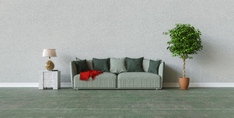Sofa in a living room with copy space on the wall for picture canvas- Stock Photo or Stock Video of rcfotostock | RC Photo Stock