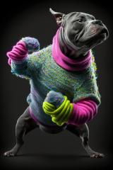 staffordshire dog in sweater standing in Boxing pose on Black background (Generative AI)- Stock Photo or Stock Video of rcfotostock | RC Photo Stock