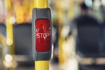 Stop button on a german City Bus for getting off. - Stock Photo or Stock Video of rcfotostock | RC-Photo-Stock