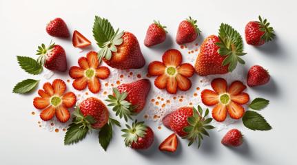 strawberries with leafs on white background, top view (Generative AI) : Stock Photo or Stock Video Download rcfotostock photos, images and assets rcfotostock | RC Photo Stock.: