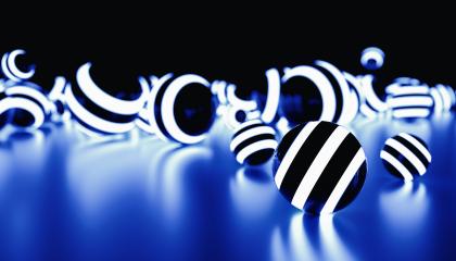 striped Glowing sphere balls in random position with light effects -futuristic background - 3D rendering- Stock Photo or Stock Video of rcfotostock | RC Photo Stock