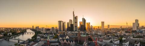Summer panorama of the financial district in Frankfurt- Stock Photo or Stock Video of rcfotostock | RC Photo Stock