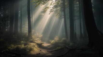 Sunlight streaming through a misty forest path
 : Stock Photo or Stock Video Download rcfotostock photos, images and assets rcfotostock | RC Photo Stock.: