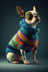 Sweet chihuahua dog sitting in knit sweater on a Studio background (Generative AI)- Stock Photo or Stock Video of rcfotostock | RC Photo Stock
