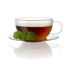 teacup tea with mint peppermint leaf hot drink aroma isolated on white background with reflection - Stock Photo or Stock Video of rcfotostock | RC Photo Stock
