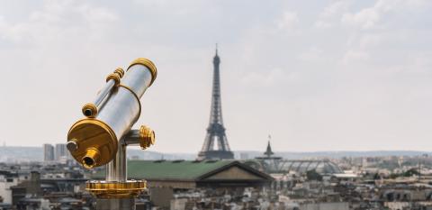 Telescope with view to the Eiffel Tower in Paris, france- Stock Photo or Stock Video of rcfotostock | RC-Photo-Stock