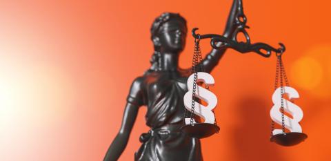 The Statue of Justice - lady justice or Iustitia / Justitia the Roman goddess of Justice, with paragraphs in scales- Stock Photo or Stock Video of rcfotostock | RC-Photo-Stock