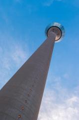 the television tower "Rheinturm" of Dusseldorf at sunset- Stock Photo or Stock Video of rcfotostock | RC Photo Stock