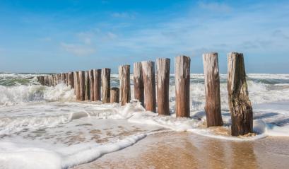 Timber Piles with ocean waves at the beach- Stock Photo or Stock Video of rcfotostock | RC Photo Stock