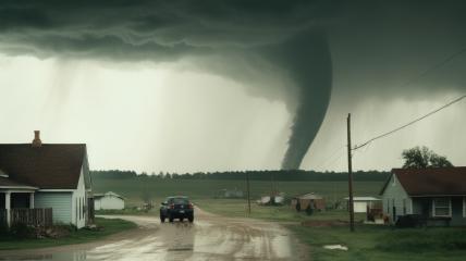 Tornado approaching a rural town with houses and vehicles : Stock Photo or Stock Video Download rcfotostock photos, images and assets rcfotostock | RC Photo Stock.: