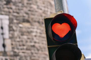 traffic light with red heart-shape- Stock Photo or Stock Video of rcfotostock | RC Photo Stock