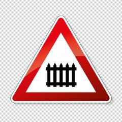 traffic sign no passing. German traffic sign warning about likeliness of traffic queues on checked transparent background. Vector illustration. Eps 10 vector file.- Stock Photo or Stock Video of rcfotostock | RC-Photo-Stock