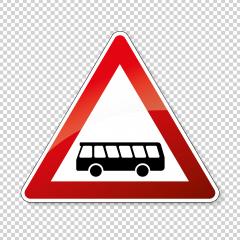 traffic sign no passing. German traffic sign warning about likeliness of traffic queues on checked transparent background. Vector illustration. Eps 10 vector file.- Stock Photo or Stock Video of rcfotostock | RC Photo Stock