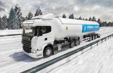 Truck with Hydrogen gas tank trailer on a snowy road at winter. New Energy Hydrogen gas transportation concept image- Stock Photo or Stock Video of rcfotostock | RC Photo Stock