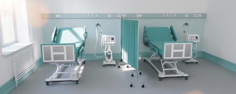Two intensive care beds in an intensive care unit with ventilators for Covid-19 patients in the case of a coronavirus epidemic- Stock Photo or Stock Video of rcfotostock | RC Photo Stock