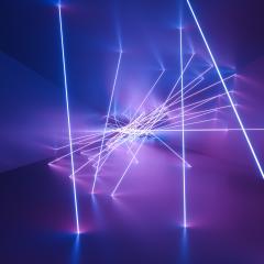 ultraviolet neon square lines, glowing lines, tunnel, corridor, virtual reality, abstract fashion background, violet neon lights, arch, pink blue vibrant colors, laser show- Stock Photo or Stock Video of rcfotostock | RC-Photo-Stock