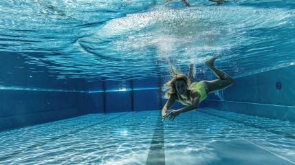 Underwater woman portrait in swimming pool- Stock Photo or Stock Video of rcfotostock | RC Photo Stock