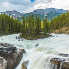 Upper Sunwapta Falls in Jasper National Park, Canada. The water originates from the Athabasca Glacier. Long exposure. : Stock Photo or Stock Video Download rcfotostock photos, images and assets rcfotostock | RC Photo Stock.: