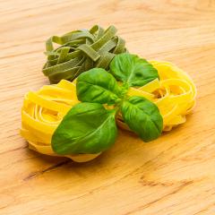 various ribbon pasta nests with basil- Stock Photo or Stock Video of rcfotostock | RC Photo Stock