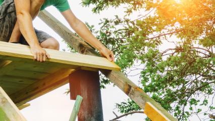 versatile craftsman working with wood to build a house on a summer day, DIY concept- Stock Photo or Stock Video of rcfotostock | RC-Photo-Stock