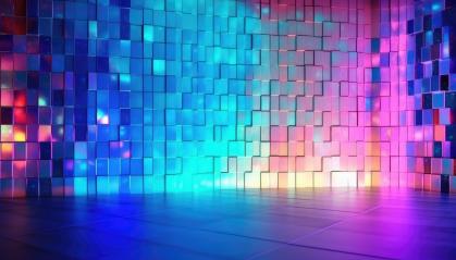 Vibrant, colorful, geometric tiles reflecting a cosmic nebula- Stock Photo or Stock Video of rcfotostock | RC Photo Stock